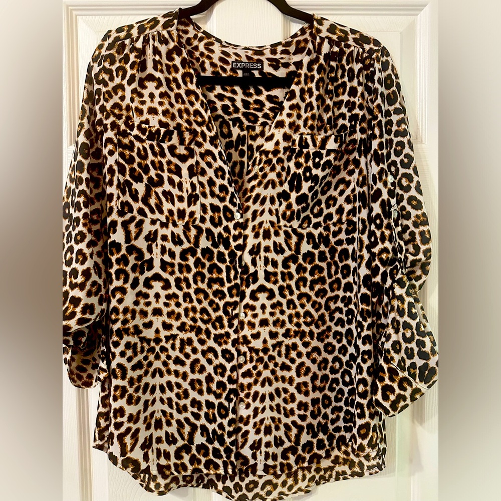 Express Leopard Blouse Sz Large